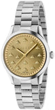 Gucci G Timeless Quartz Gold Dial Silver Steel Strap Watch for Women - YA1265035