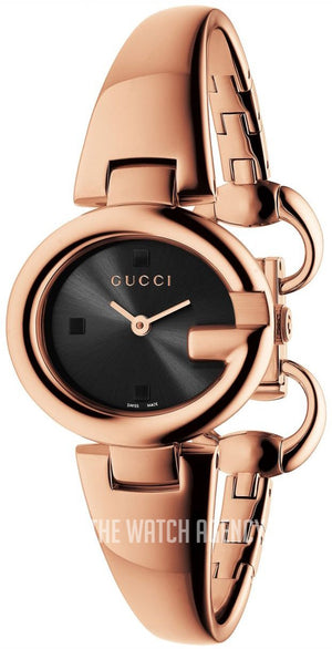 Buy Shop Gucci Guccissima Collection Quartz Black Dial Rose Gold Steel Strap Watch For Women - YA134509 USA Online