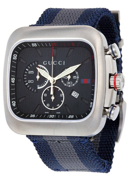 Buy Shop Gucci Coupe Chronograph Blue Dial Two Tone NATO Strap Watch for Men - YA131203 USA Online