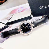Buy Shop Gucci Diamantissima Diamonds Black Dial Black Leather Strap Watch For Women - YA141403 USA Online