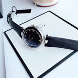 Buy Shop Gucci Diamantissima Diamonds Black Dial Black Leather Strap Watch For Women - YA141403 USA Online
