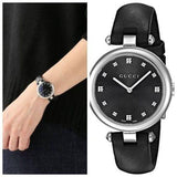 Buy Shop Gucci Diamantissima Diamonds Black Dial Black Leather Strap Watch For Women - YA141403 USA Online