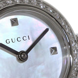 Buy Shop Gucci Diamantissima Diamonds Mother of Pearl Dial Black Leather Strap Watch For Women - YA141511 USA Online