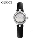 Buy Shop Gucci Diamantissima Diamonds Mother of Pearl Dial Black Leather Strap Watch For Women - YA141511 USA Online