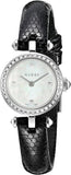 Buy Shop Gucci Diamantissima Diamonds Mother of Pearl Dial Black Leather Strap Watch For Women - YA141511 USA Online