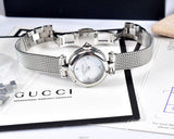 Buy Shop Gucci Diamantissima Diamonds Mother of Pearl Dial Silver Mesh Bracelet Watch for Women - YA141512 USA Online