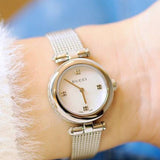 Buy Shop Gucci Diamantissima Diamonds Mother of Pearl Dial Silver Mesh Bracelet Watch for Women - YA141512 USA Online