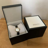 Buy Shop Gucci Diamantissima Mother of Pearl Dial Black Leather Strap Watch For Women - YA141505 USA Online