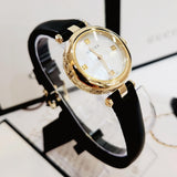 Buy Shop Gucci Diamantissima Mother of Pearl Dial Black Leather Strap Watch For Women - YA141505 USA Online