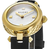 Buy Shop Gucci Diamantissima Mother of Pearl Dial Black Leather Strap Watch For Women - YA141505 USA Online