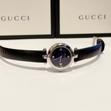 Buy Shop Gucci Diamantissima Quartz Diamonds Black Dial Black Leather Strap Watch for Women - YA141506 USA Online
