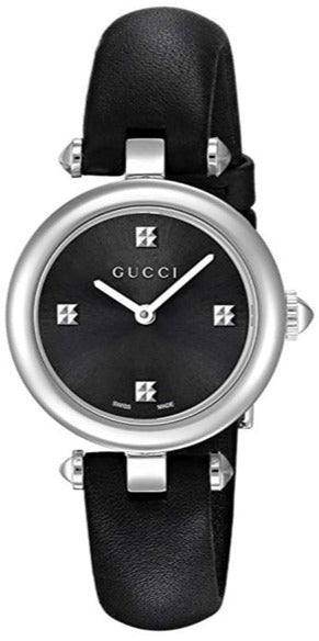 Buy Shop Gucci Diamantissima Quartz Diamonds Black Dial Black Leather Strap Watch for Women - YA141506 USA Online