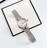 Buy Shop Gucci Diamantissima Quartz Diamonds Mother of Pearl Dial Silver Mesh Bracelet Watch for Women - YA141504 USA Online