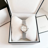 Buy Shop Gucci Diamantissima Quartz Diamonds Mother of Pearl Dial Silver Mesh Bracelet Watch for Women - YA141504 USA Online