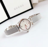 Buy Shop Gucci Diamantissima Quartz Diamonds Mother of Pearl Dial Silver Mesh Bracelet Watch for Women - YA141504 USA Online
