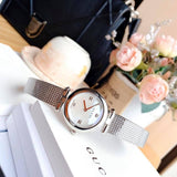 Buy Shop Gucci Diamantissima Quartz Diamonds Mother of Pearl Dial Silver Mesh Bracelet Watch for Women - YA141504 USA Online