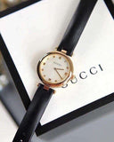 Buy Shop Gucci Diamantissima Quartz Mother of Pearl Dial Black Leather Strap Watch for Women - YA141404 USA Online