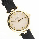 Buy Shop Gucci Diamantissima Quartz Mother of Pearl Dial Black Leather Strap Watch for Women - YA141404 USA Online