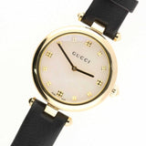 Buy Shop Gucci Diamantissima Quartz Mother of Pearl Dial Black Leather Strap Watch for Women - YA141404 USA Online