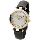 Buy Shop Gucci Diamantissima Quartz Mother of Pearl Dial Black Leather Strap Watch for Women - YA141404 USA Online
