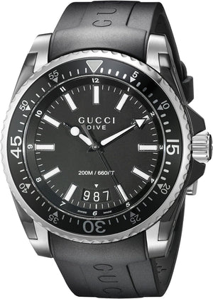 Buy Shop Gucci Dive Analog Quartz Black Dial Black Rubber Strap Watch For Men - YA136204 USA Online