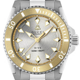 Buy Shop Gucci Dive Automatic 18K Gold Silver Dial Silver Steel Strap Watch for Men - YA136357 USA Online