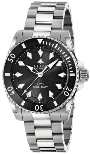 Buy Shop Gucci Dive Automatic Black Dial Silver Steel Strap Watch for Men - YA136353 USA Online