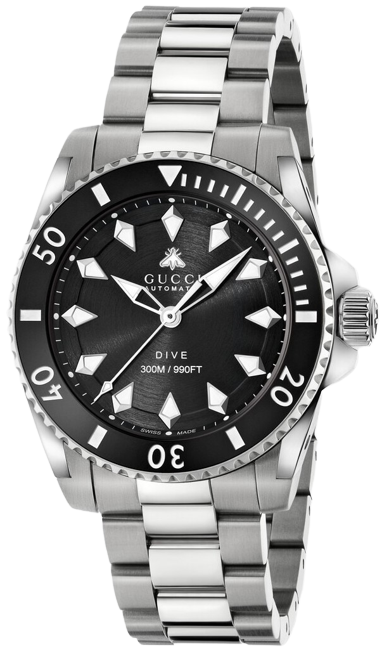 Buy Shop Gucci Dive Automatic Black Dial Silver Steel Strap Watch for Men - YA136353 USA Online