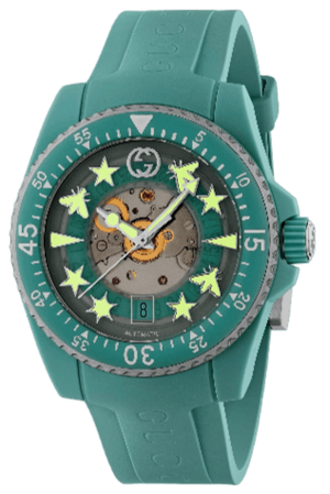 Buy Shop Gucci Dive Automatic Green Dial Green Rubber Strap Unisex Watch - YA136344 USA Online