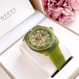 Buy Shop Gucci Dive Automatic Green Dial Green Rubber Strap Unisex Watch - YA136345 USA Online