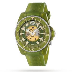 Buy Shop Gucci Dive Automatic Green Dial Green Rubber Strap Unisex Watch - YA136345 USA Online