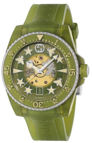 Buy Shop Gucci Dive Automatic Green Dial Green Rubber Strap Unisex Watch - YA136345 USA Online