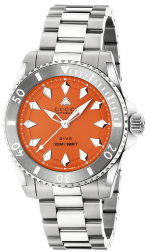 Buy Shop Gucci Dive Automatic Orange Dial Silver Steel Strap Watch for Men - YA136355 USA Online