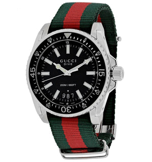 Buy Shop Gucci Dive Black Dial Two Tone NATO Strap Watch For Men - YA136206 USA Online