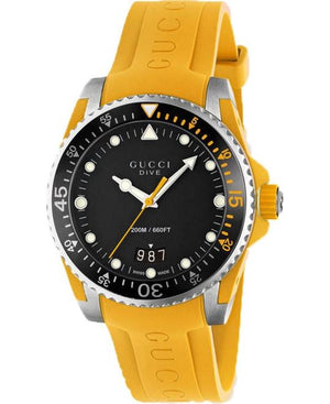 Buy Shop Gucci Dive Black Dial Yellow Rubber Strap Watch For Men - YA136319 USA Online