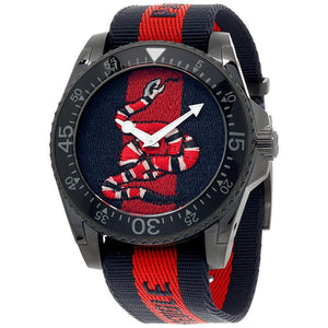 Buy Shop Gucci Dive Blue & Red Dial Blue & Red Nylon Strap Watch For Men - YA136214 USA Online