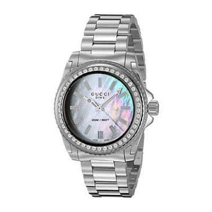 Buy Shop Gucci Dive Diamonds Mother of Pearl Dial Silver Steel Strap Watch For Women - YA136406 USA Online
