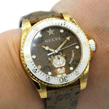 Buy Shop Gucci Dive Doraemon Brown Dial Brown Leather Strap Watch For Men - YA136334 USA Online