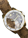 Buy Shop Gucci Dive Doraemon Brown Dial Brown Leather Strap Watch For Men - YA136334 USA Online