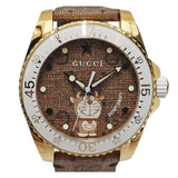 Buy Shop Gucci Dive Doraemon Brown Dial Brown Leather Strap Watch For Men - YA136334 USA Online