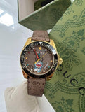 Buy Shop Gucci Dive Doraemon Quartz Brown Dial Brown Leather Strap Watch For Men - YA136335 USA Online
