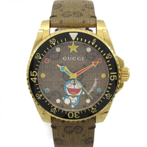 Buy Shop Gucci Dive Doraemon Quartz Brown Dial Brown Leather Strap Watch For Men - YA136335 USA Online