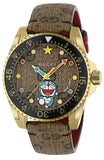 Buy Shop Gucci Dive Doraemon Quartz Brown Dial Brown Leather Strap Watch For Men - YA136335 USA Online