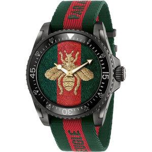 Buy Shop Gucci Dive Green & Red Dial Green & Red Nylon Strap Watch For Men - YA136216 USA Online