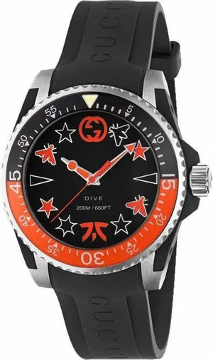 Buy Shop Gucci Dive Limited Edition Black Dial Black Rubber Strap Unisex Watch - YA136333 USA Online