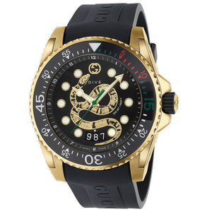Buy Shop Gucci Dive Quartz Black Dial Black Rubber Strap Watch For Men - YA136219 USA Online
