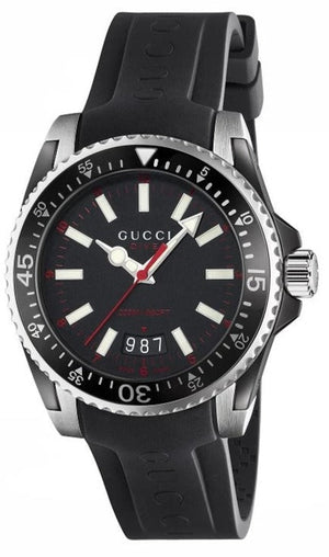 Buy Shop Gucci Dive Quartz Black Dial Black Rubber Strap Watch For Men - YA136303 USA Online