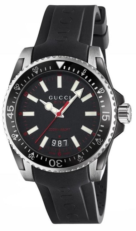 Buy Shop Gucci Dive Quartz Black Dial Black Rubber Strap Watch For Men - YA136303 USA Online