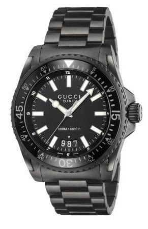 Buy Shop Gucci Dive Quartz Black Dial Black Steel Strap Watch For Men - YA136205 USA Online