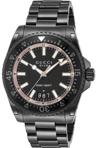 Buy Shop Gucci Dive Quartz Black Dial Black Steel Strap Watch For Men - YA136213 USA Online